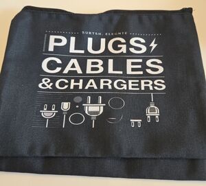 Plugs Cables & Chargers Tech Accessory Pouch - Black with White Print